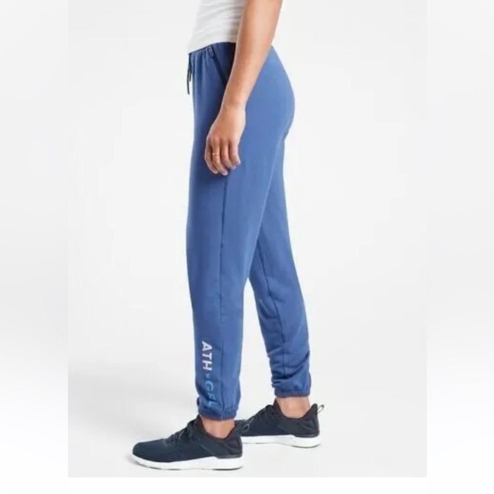 Athleta girl warm up jogger chrome blue NWT